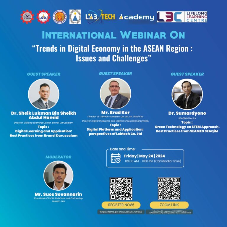 International Webinar On “Trends in Digital Economy in the ASEAN Region: Issues and Challenges” On Friday | May 24 | 2024