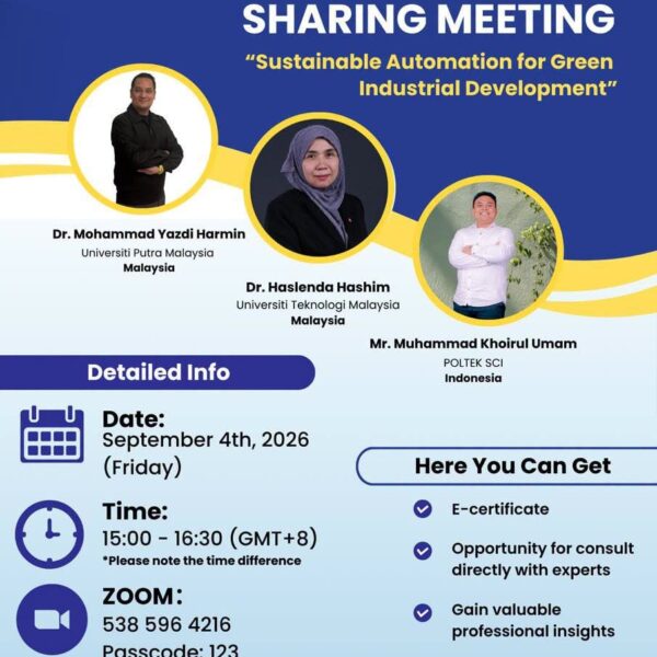 ONLINE SEMINAR NTERNATIONAL EXPERTS SHARING MEETING “Sustainable Automation for Green Industrial Development”